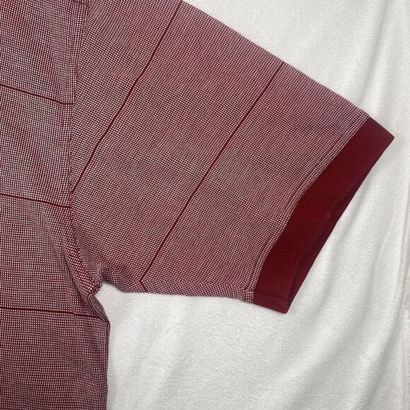 Ahead Authentic Men’s Polo Shirt Burgundy Striped Island Hills Logo Golf Casual - Picture 7 of 13